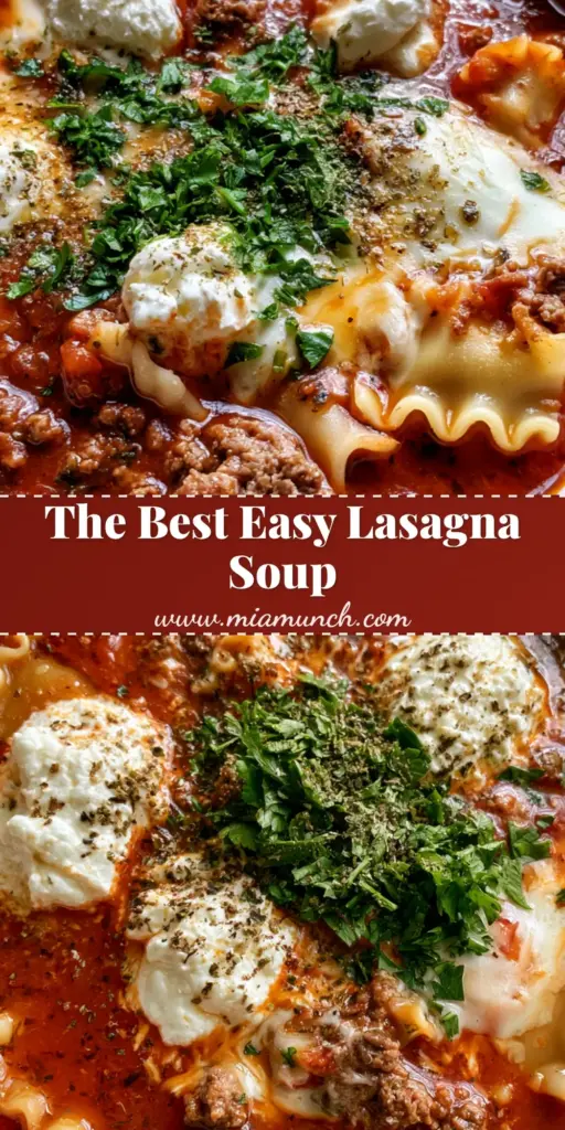 A handheld smartphone photo of a white ceramic bowl filled with Easy Lasagna Soup, featuring ruffled noodles, rich broth, and ricotta dollops.