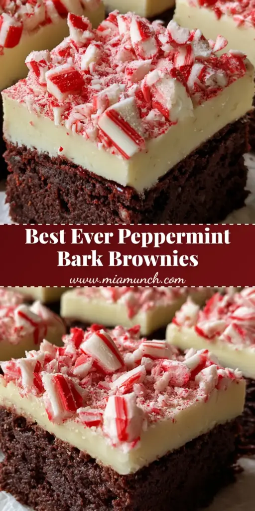 Peppermint Bark Brownies: The Ultimate Fudgy Holiday Dessert 4 A close-up vertical shot of sliced Peppermint Bark Brownies on white parchment paper showing the dark fudgy base and white chocolate topping.