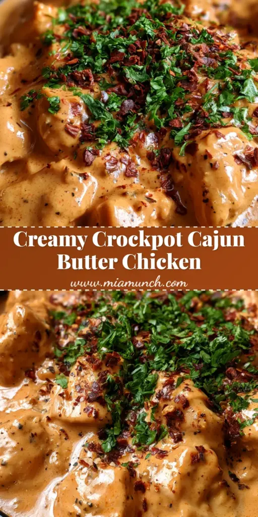Crockpot Cajun Butter Chicken with Creamy Garlic Sauce 3 A handheld smartphone photo of Creamy Crockpot Cajun Butter Chicken served in a black bowl with a thick orange sauce, parsley, and red chili flakes.