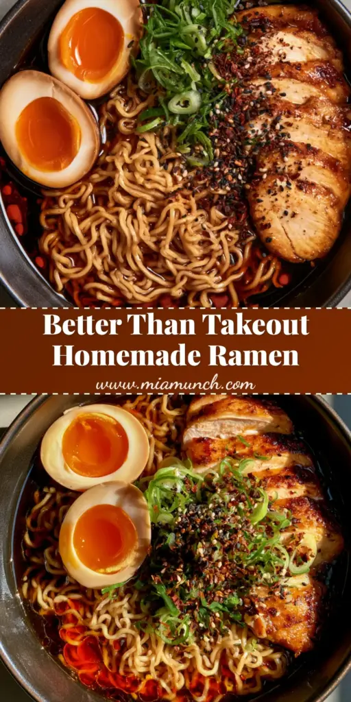 Homemade Ramen Recipe: The Ultimate Rich Shoyu Chicken Bowl 3 A top-down view of a dark ceramic bowl containing the Homemade Ramen Recipe with seared chicken, jammy eggs, and chili oil.