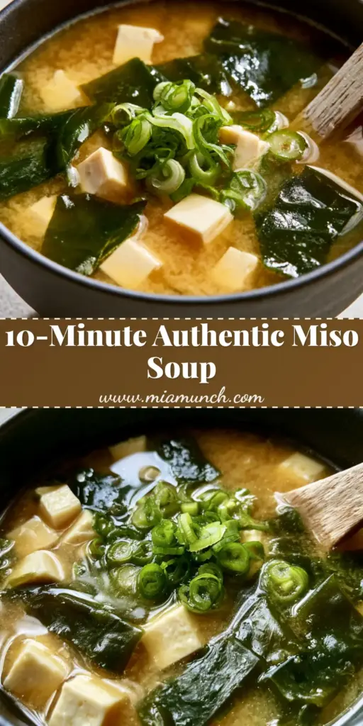 Miso Soup Recipe: Authentic Japanese Comfort in 15 Minutes 3 A top-down view of an authentic Miso Soup Recipe in a dark bowl with golden broth, tofu cubes, and scallions.