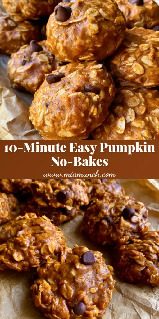 Pumpkin No Bake Cookies: The Ultimate Chewy Harvest Treat 4 A top-down view of rustic Pumpkin No Bake Cookies featuring thick oats and chocolate chips on brown parchment paper.